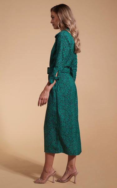 Yondal dress in small green hot sale leopard print