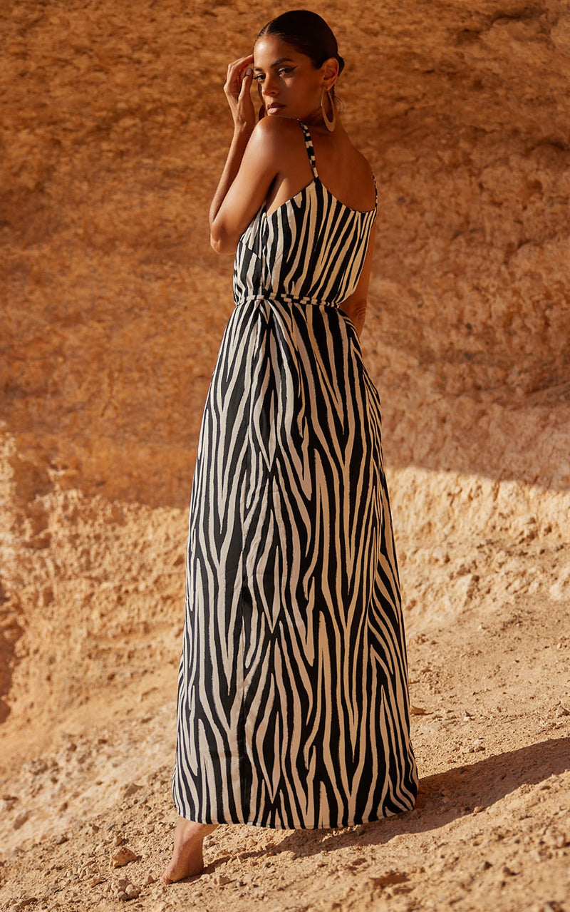 Mariah Dress In Monochrome Zebra