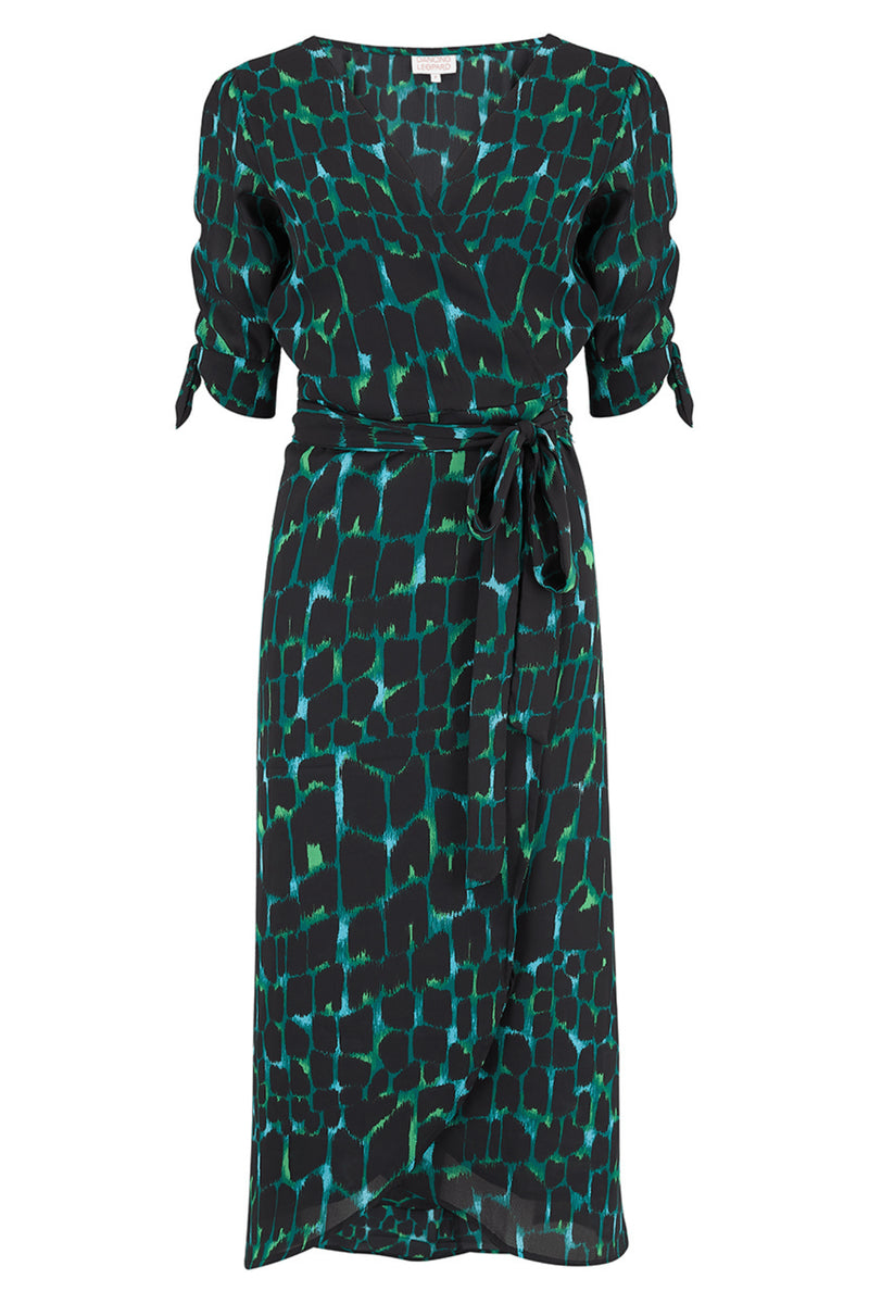 Olivera Midi Dress in Green Alligator