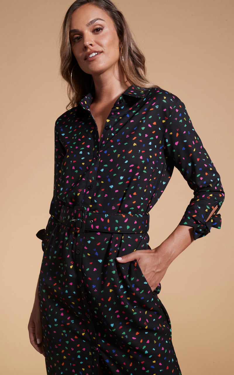 Alva Midi Shirt Dress In Abstract Multi – Dancing Leopard