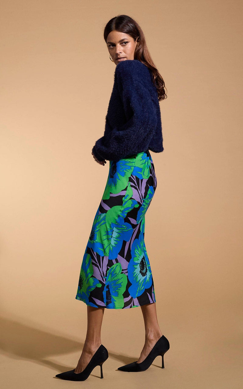 Renzo Skirt in Blue on Black Poppy