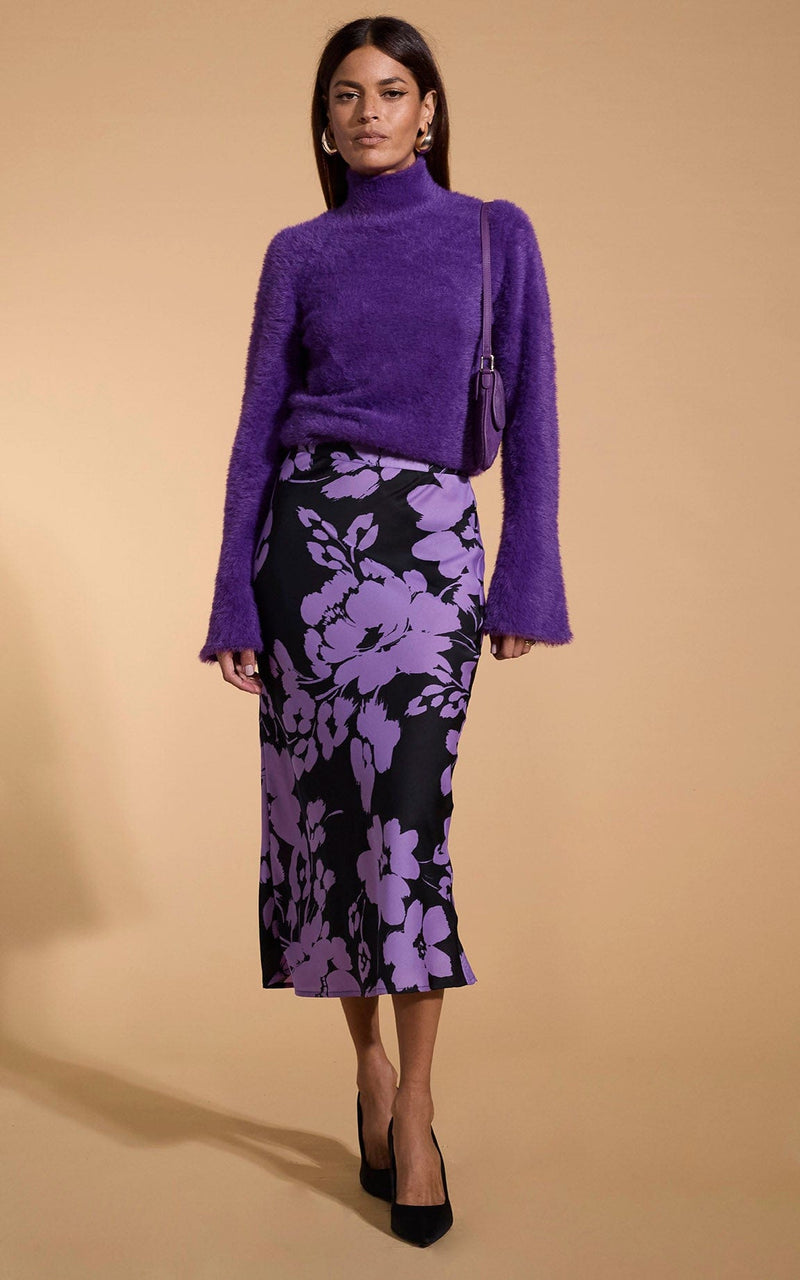 Renzo Skirt in Lilac on Black Floral