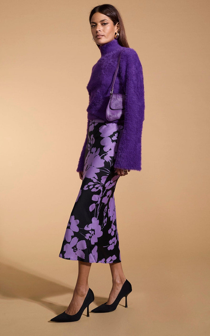 Renzo Skirt in Lilac on Black Floral