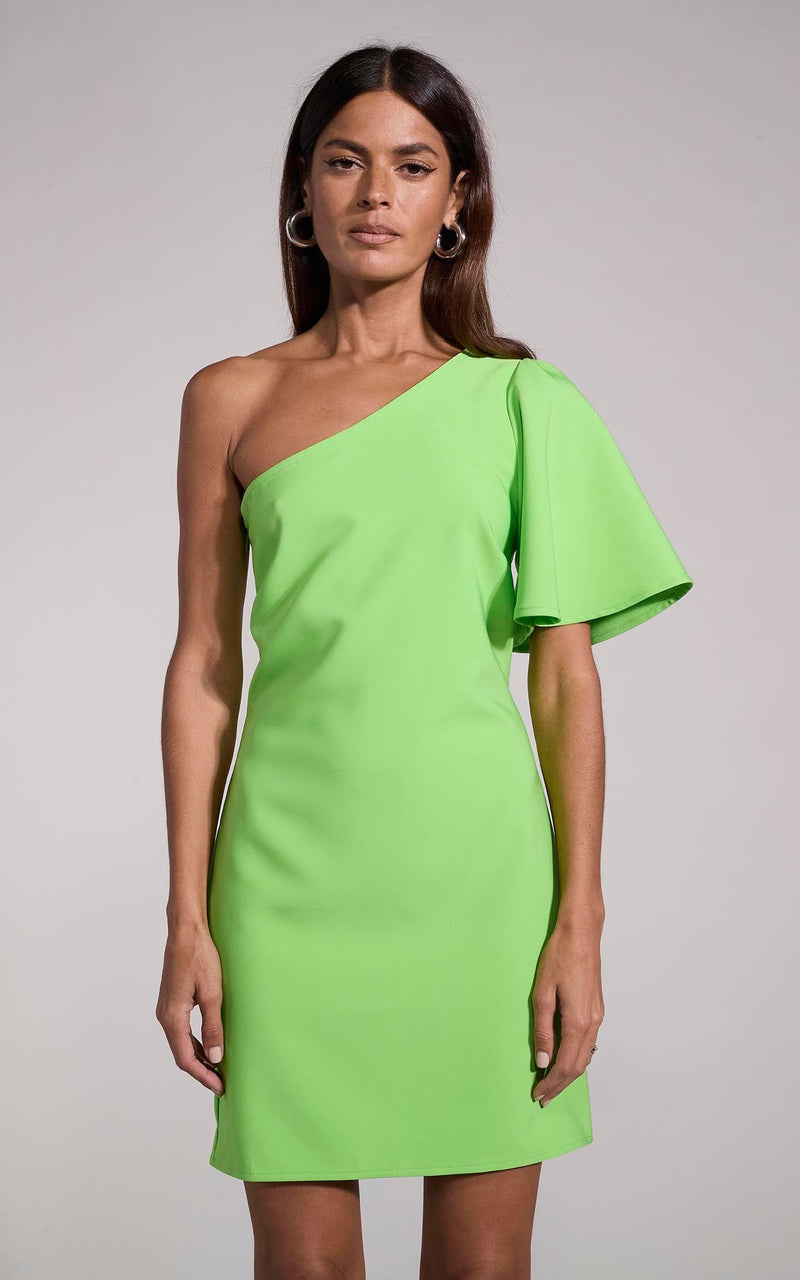 Joy One Shoulder Mini Dress in Apple Green