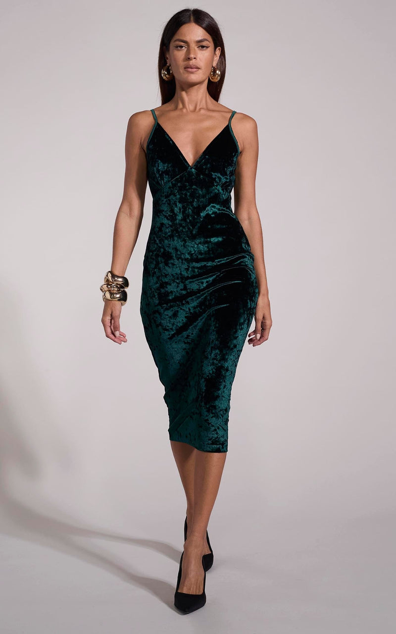 Cici Midi Cami Dress In Pine Green Dancing Leopard