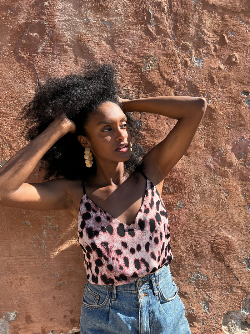 Birdie Cami Top In Blush Leopard