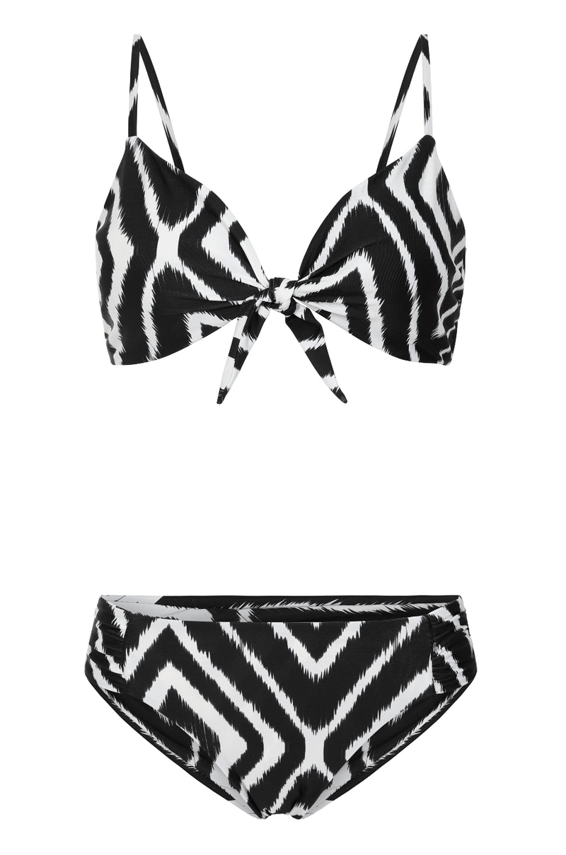 HALO Miyanna Ruched Brief in Black and White Ikat