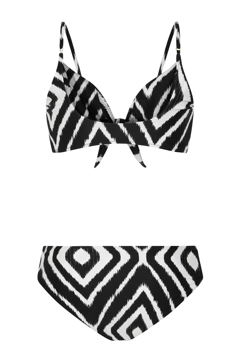 HALO Miyanna Ruched Brief in Black and White Ikat