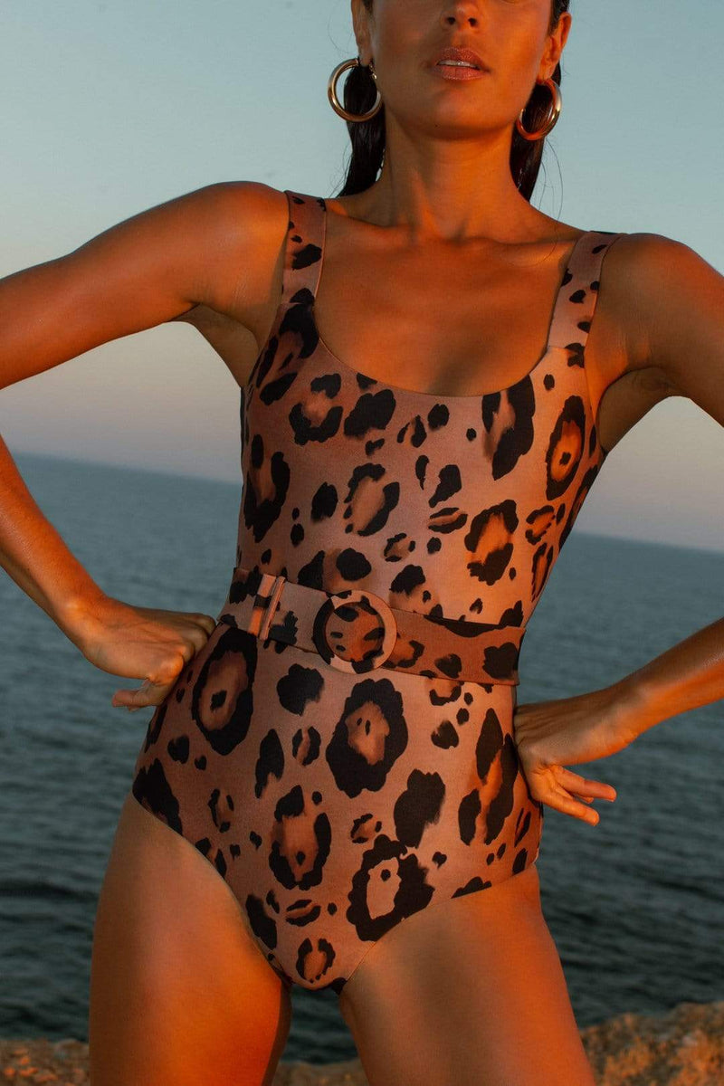 HALO Kiara Belted Swimsuit in Leopard – Dancing Leopard