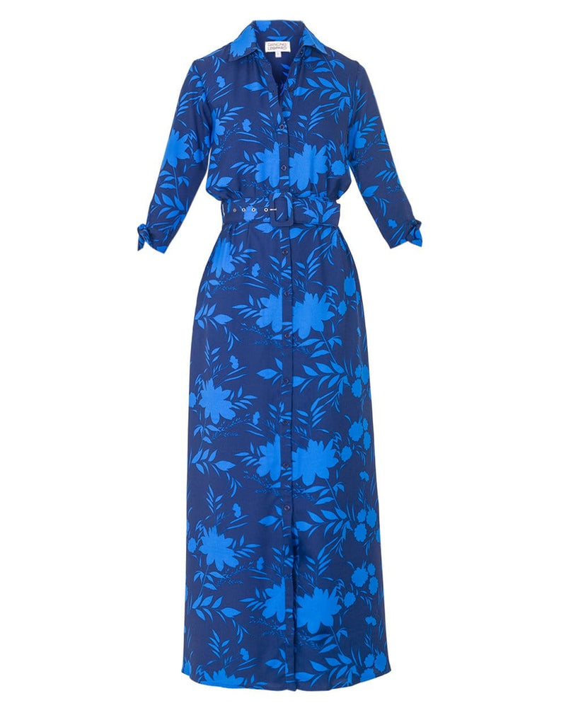 Dancing Leopard Dove Dress in Blue Silhouette Ground